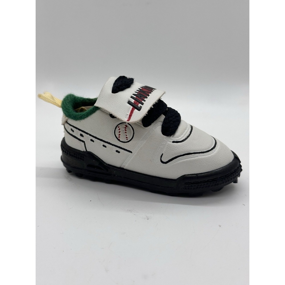 Vintage Linking Mini Golf Shoe Sneaker Christmas‎ Ornament Black White Leather